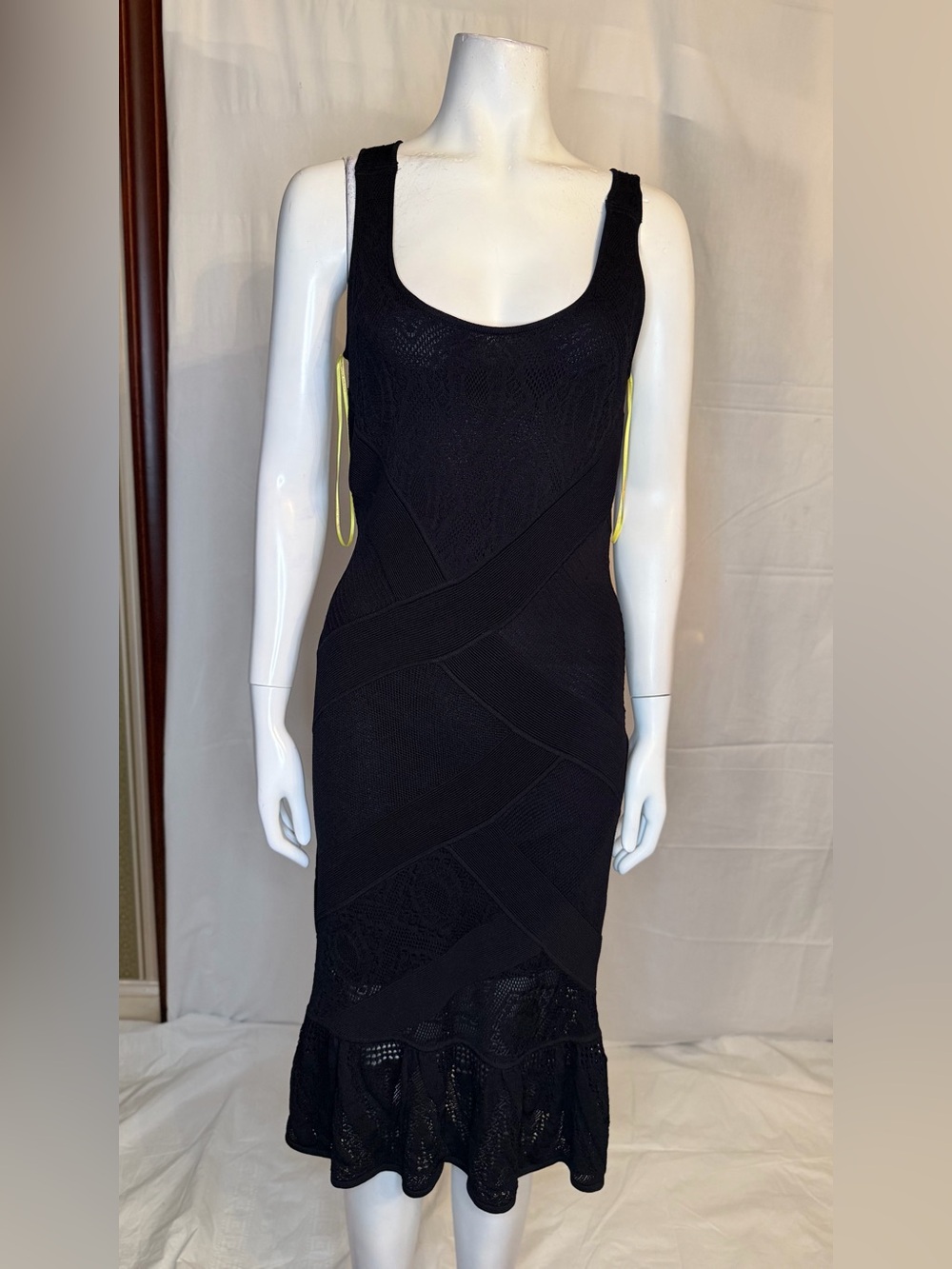 Catherine Malandrino Black Sleeveless Knit Maxi Dress with Ruffle Hem